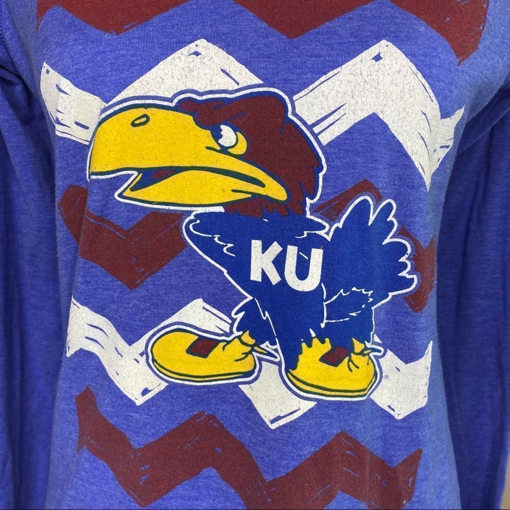 ADIDAS Kansas KU Jayhawks hooded shirt S - Picture 2 of 7